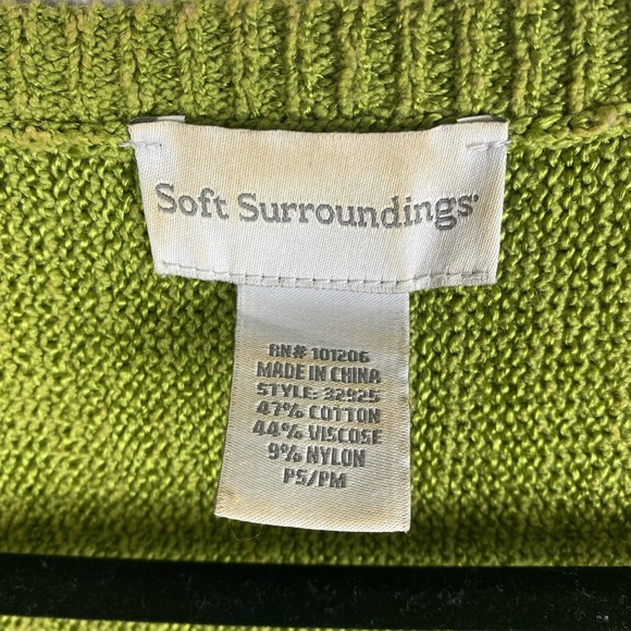 Soft Surroundings Knit Oversized Short Sleeve Green Sweater women’s Small/Medium - Picture 6 of 10